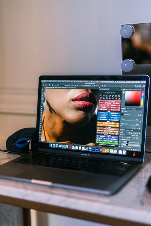 AI image generation software on laptop screen showing digital art creation