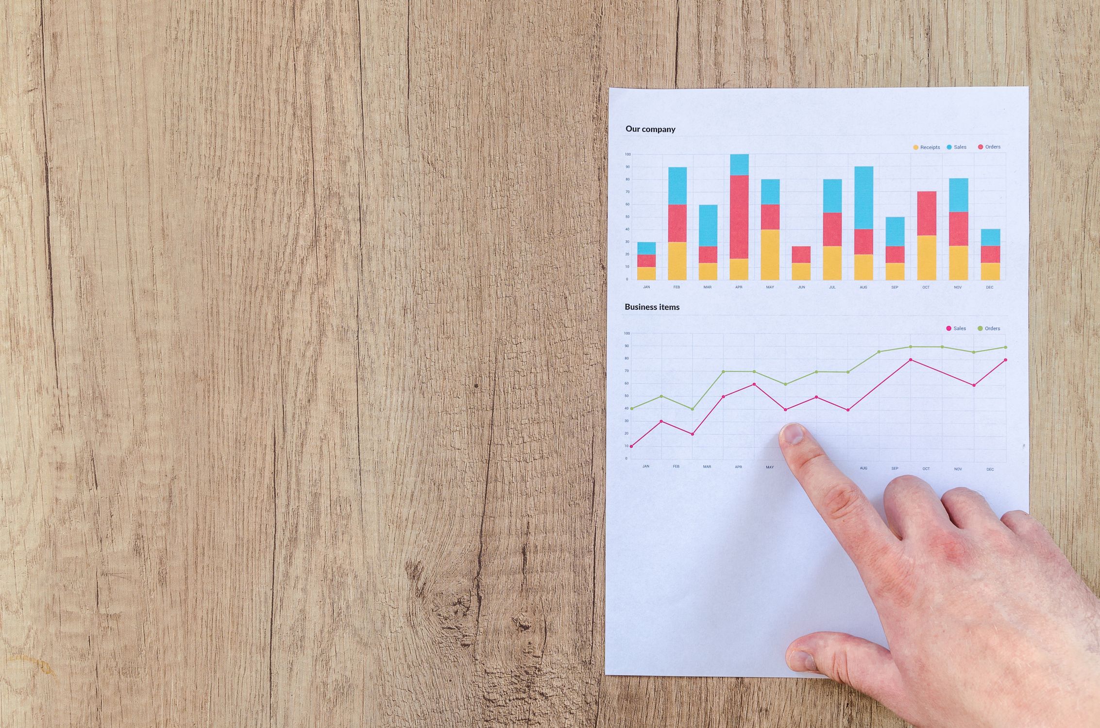 5 Free AI Writing Tools Indian Freelancers Are Using to 10x Their Output in 2026 Person pointing at line graph on paper showing productivity and output statistics
