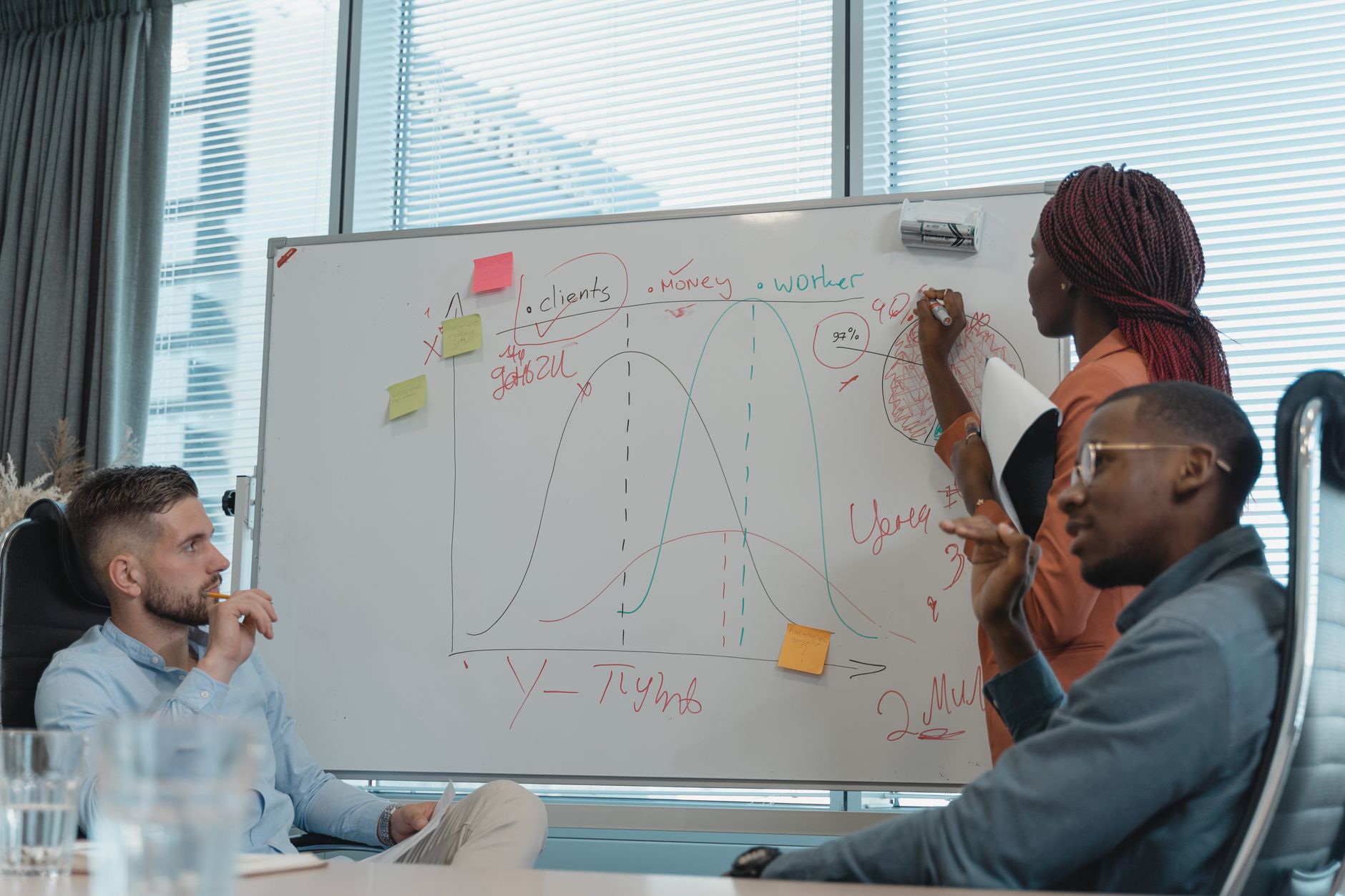 Trello vs Asana vs ClickUp in 2026: Which Free Project Management Tool Is Best for Indian Students and Freelancers? Diverse team collaborating on business strategy using a whiteboard in modern office