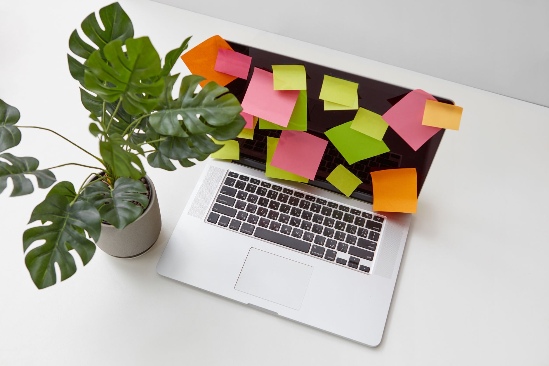 Trello vs Asana vs ClickUp in 2026: Which Free Project Management Tool Is Best for Indian Students and Freelancers? Laptop with sticky notes for task planning and productivity management at a home workspace