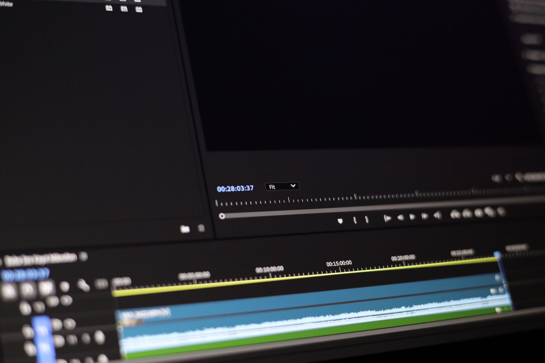 Video editing software timeline interface showing professional editing workflow
