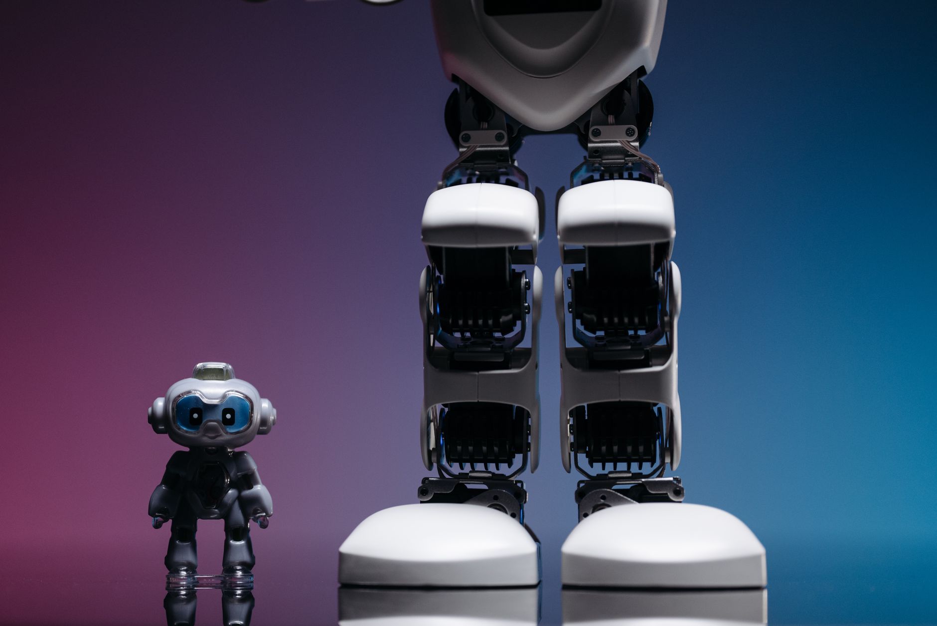 AI technology comparison concept with robots representing ChatGPT Claude and Gemini for professional use